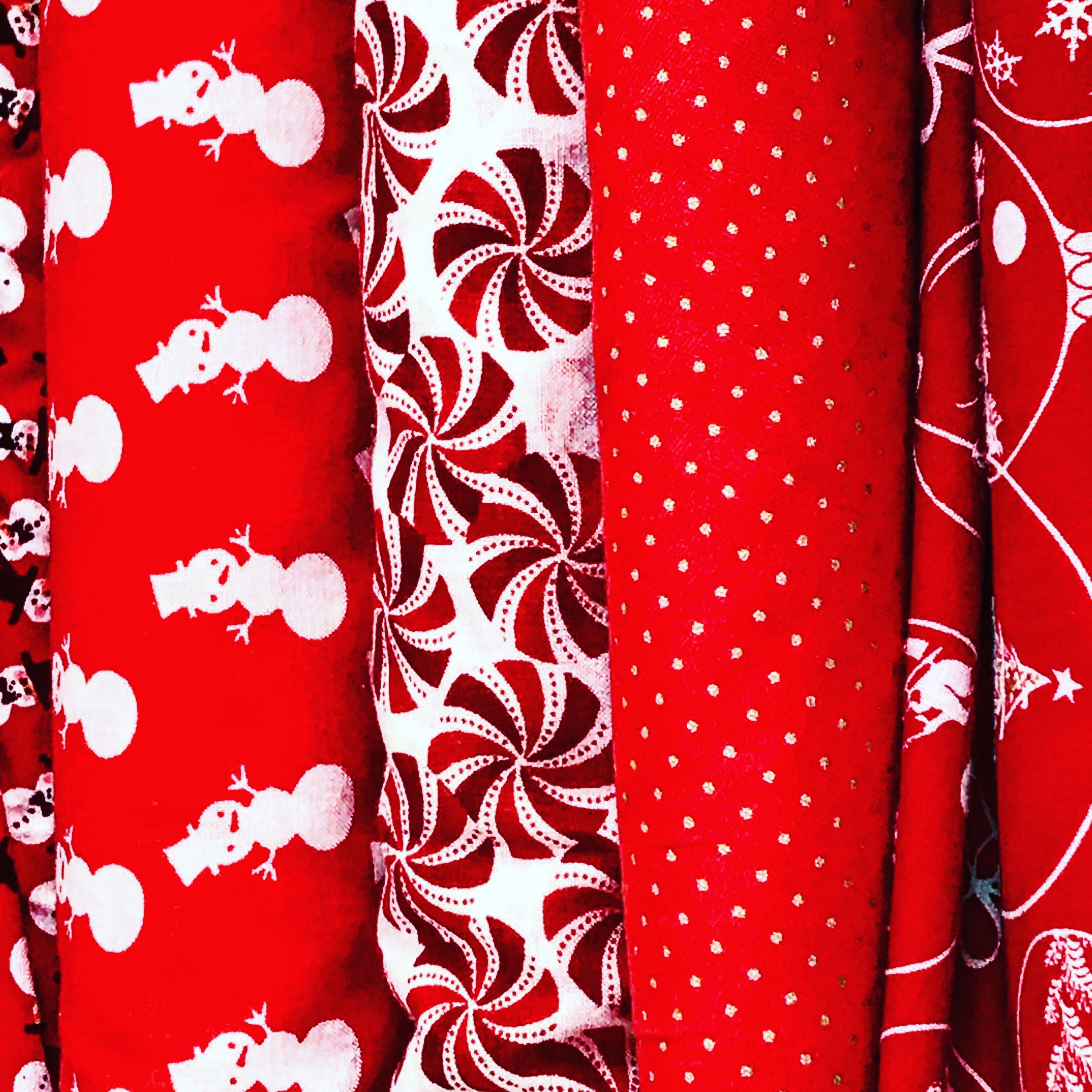 Red and white Christmas fabrics