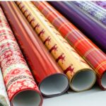 rolls of multicolored wrapping paper
